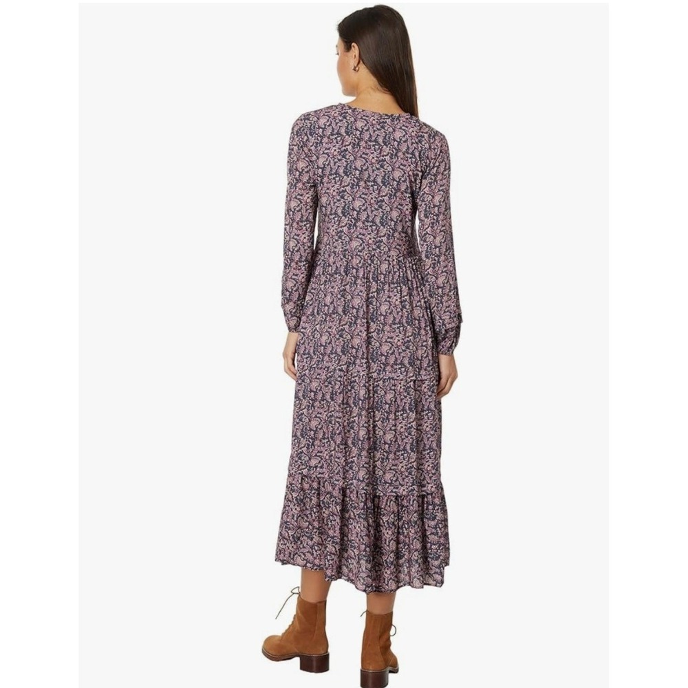 Faherty Isabella Maxi Dress Women Large Navy Rose Excellent Tiered Boho Paisley - Picture 2 of 10